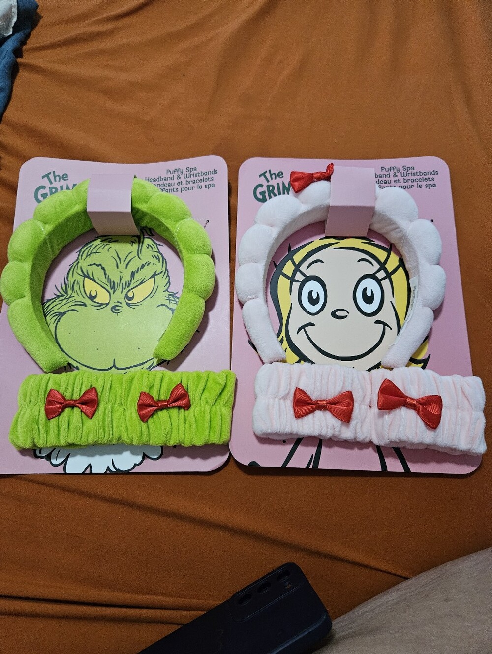 Kids Plush Spa Headband & Wristband Set - Grinch And Cindy Lou